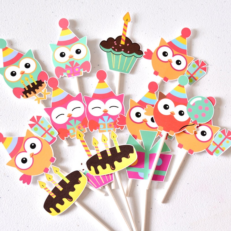 Owl Cupcake Toppers - Etsy