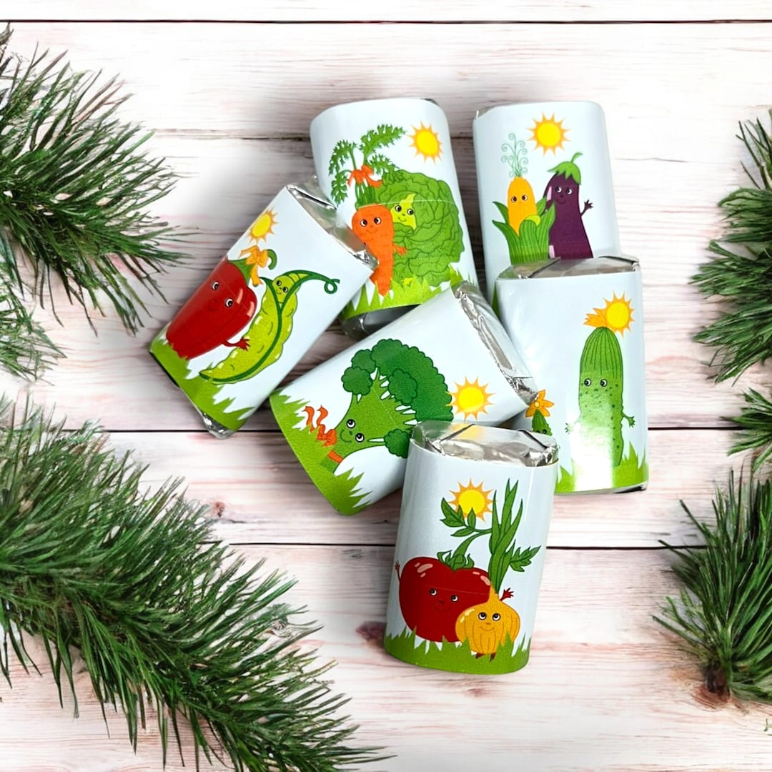Cute Vegetable Garden Candy Bar Wrappers, Party Favor Labels, Birthday ...
