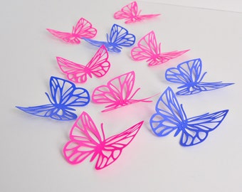 Fuchsia Violet Butterflies Wall Art - Large Paper Butterflies - 3D Paper Butterflies - Butterfly Decoration - Butterfly Birthday Décor