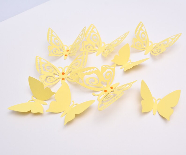 Download 3d Butterfly Wall Decor Pastel Yellow Paper Butterflies 3d Cut Paper Butterflies Wall Butterfly Wall Decals Murals Home Living Vadel Com