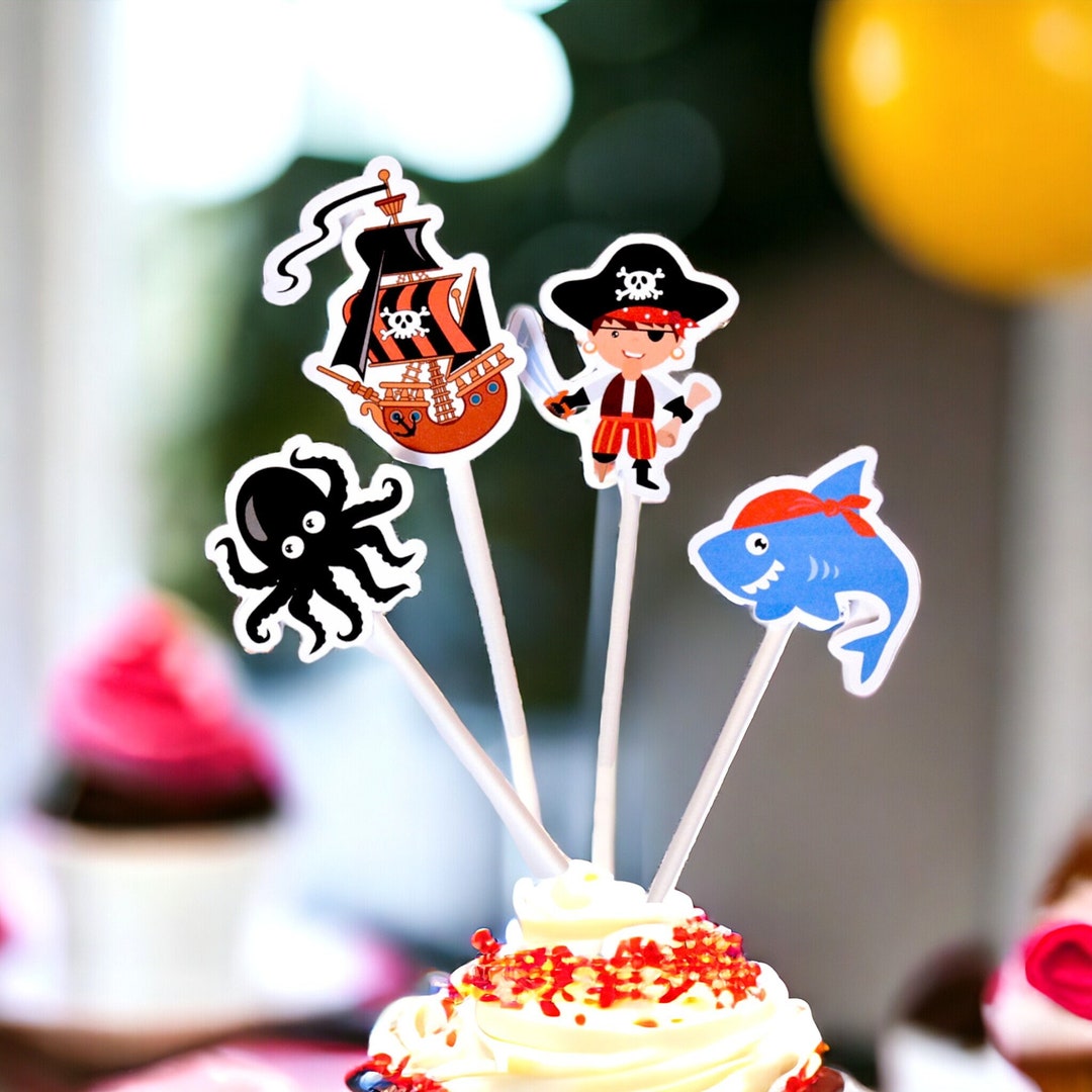 Pirates Cake Toppers, 1st Birthday Pirate Cupcake Decoration, DIY ...