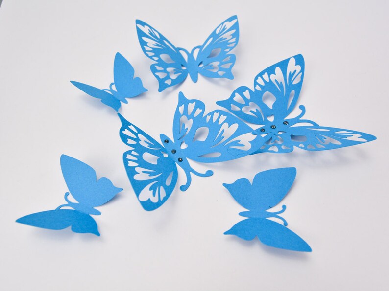 Blue Butterfly Wall Art 3D Butterfly Wall Decor Paper Etsy