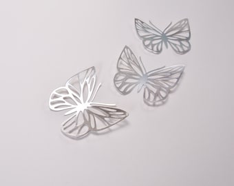 14 Silver Foil Butterfly Wall Stickers: Wedding & Party Decor