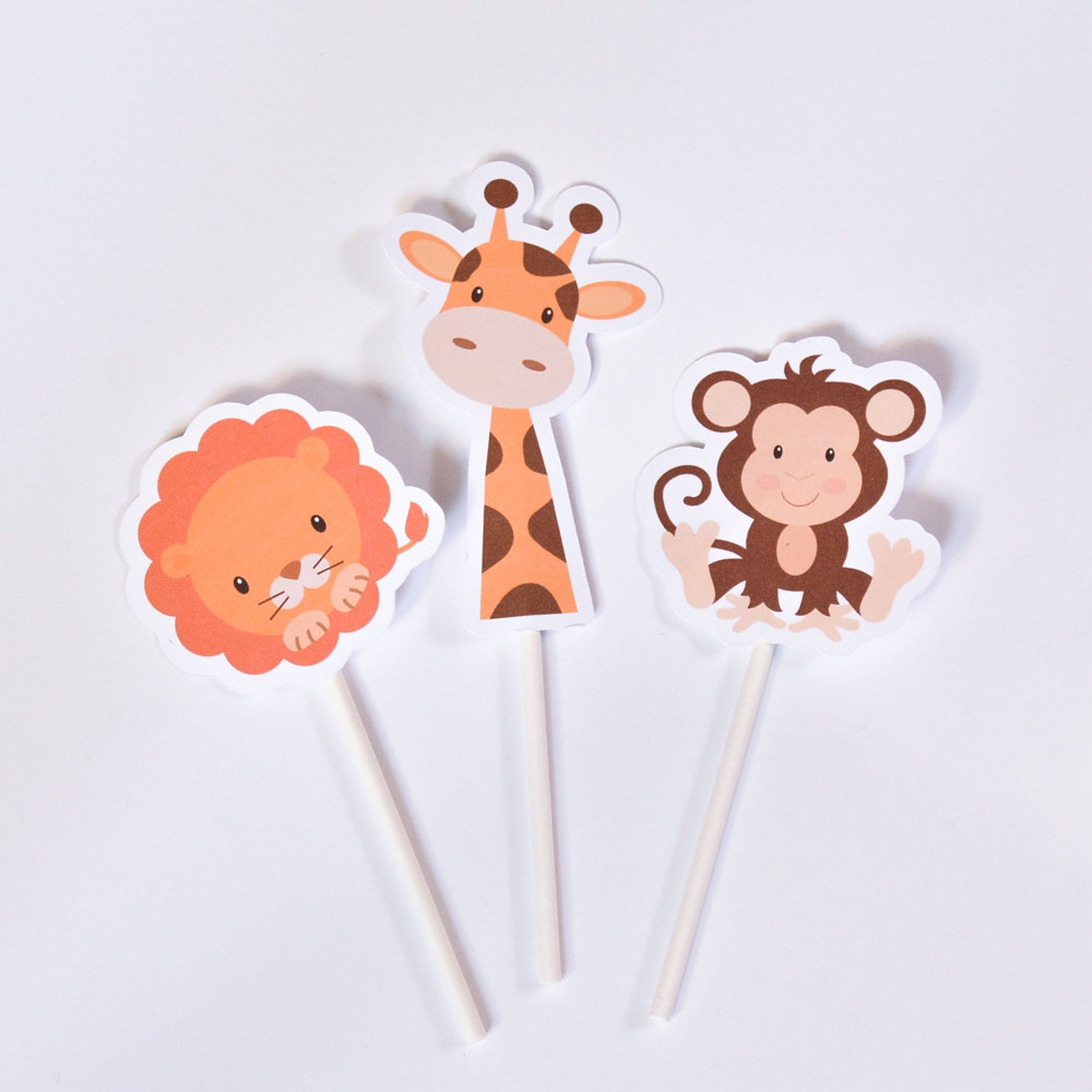 12 Jungle Cake Toppers Jungle Baby Shower Decoration Boy Etsy