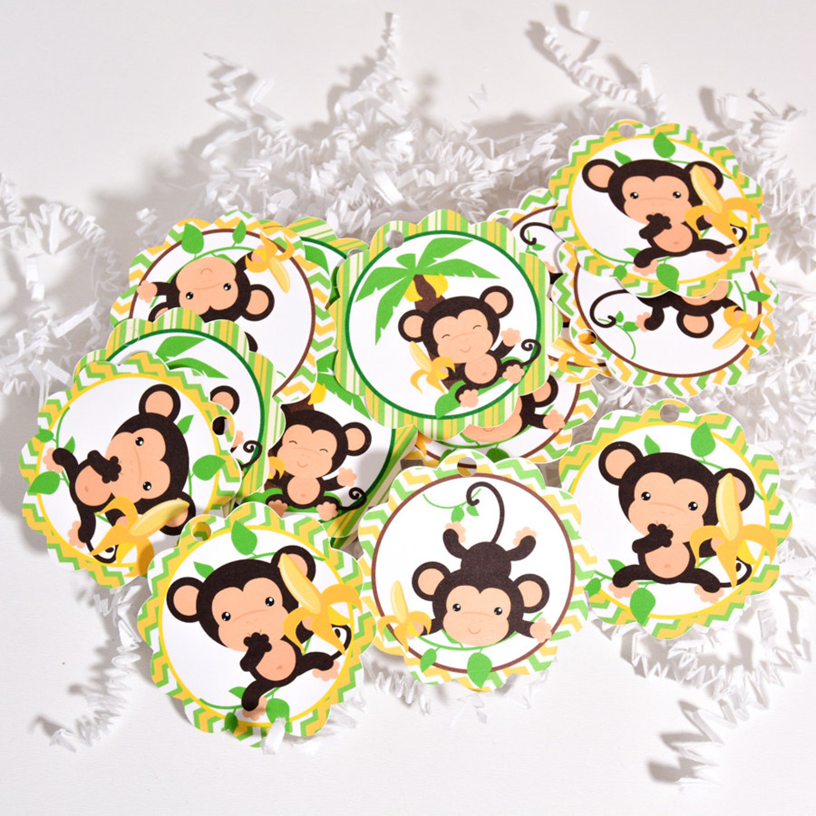 Monkey Tags Monkey Party Favor Tags Monkey Baby Shower Etsy