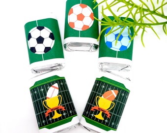 Soccer Football Labels Party Favor Candy Wrappers Mini Bar, Soccer Birthday Baby Shower Candy Bar Decoration