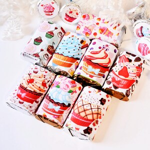 Tea Party Labels Wrappers for Candy Miniatures, Birthday Tea Party Favor Stickers