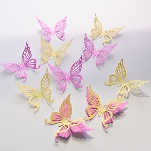 18 Butterfly Wall Decor, Butterfly Wall Stickers, Butterfly Wall Decorations for Girls Room, Paper Butterfly Party Decor image 4