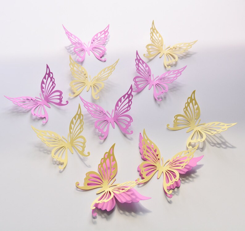 18 Butterfly Wall Decor, Butterfly Wall Stickers, Butterfly Wall Decorations for Girls Room, Paper Butterfly Party Decor image 4