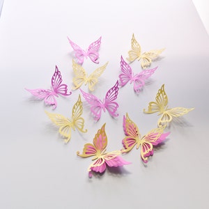 18 Butterfly Wall Decor, Butterfly Wall Stickers, Butterfly Wall Decorations for Girls Room, Paper Butterfly Party Decor image 3