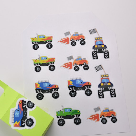 Monster Truck Stickers Monster Truck Birthday Decoration | Etsy