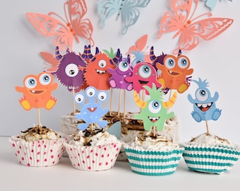 DIY Monster Cake Toppers Cutouts Birthday Baby Shower Party Decor Supplies