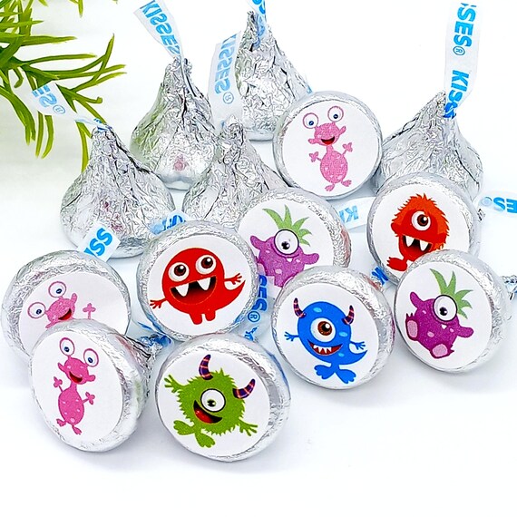 324 Monster Kiss Stickers Birthday Party Chocolate Labels Baby Shower Party Favor