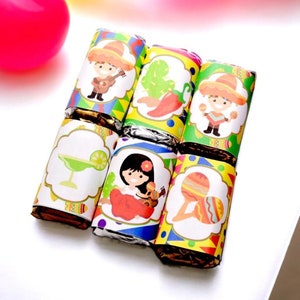 Fiesta Birthday Candy Wrappers Labels for Miniatures Candy Bar Mexico Kids Party Favor Decoration