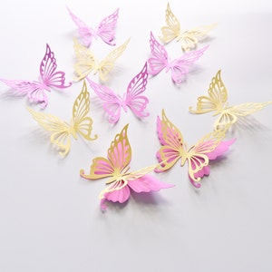 18 Butterfly Wall Decor, Butterfly Wall Stickers, Butterfly Wall Decorations for Girls Room, Paper Butterfly Party Decor image 2