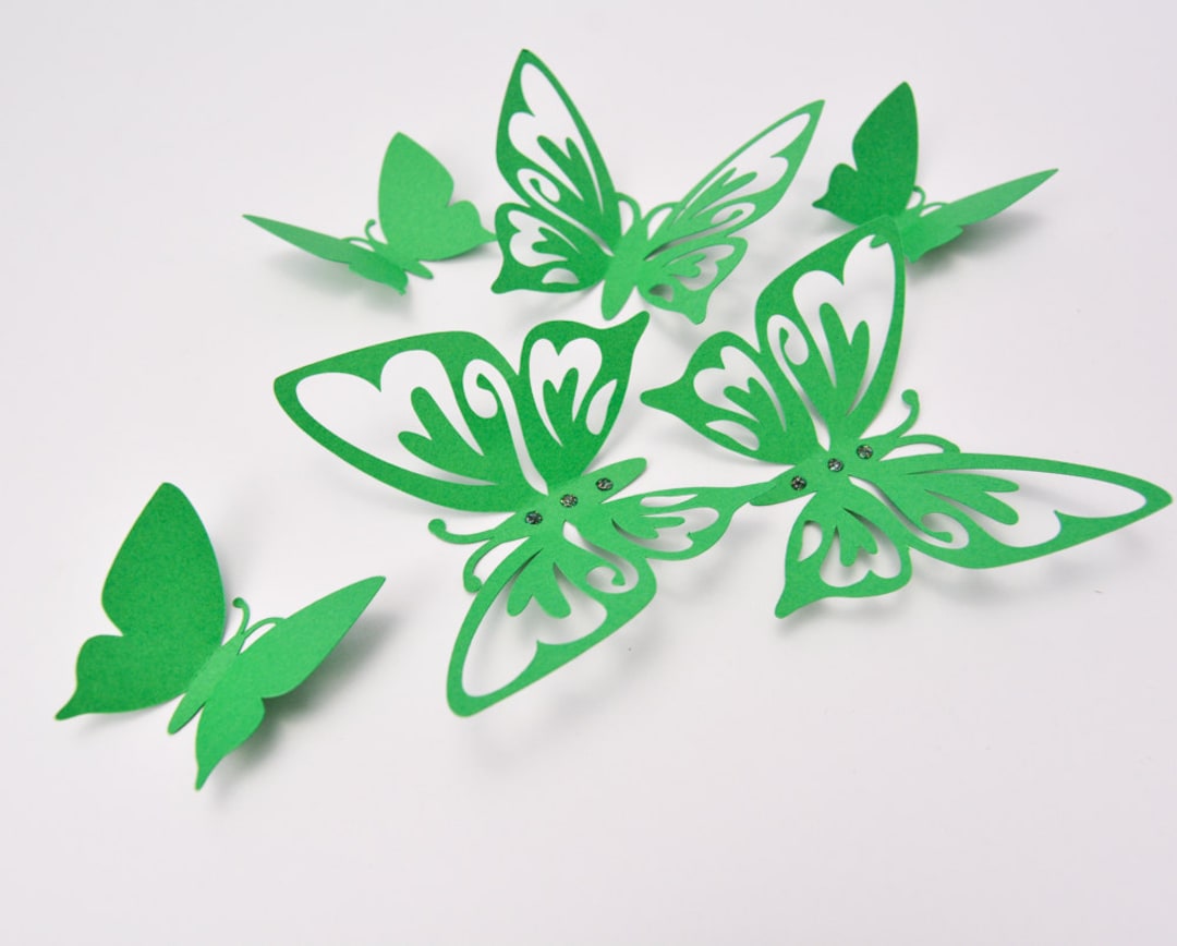 Green Wall Decor Butterflies Wall Art Butterflies 3D Paper Etsy