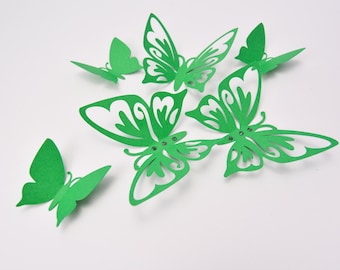 Green Wall Decor Butterflies - Wall Art Butterflies - 3D Paper Butterflies - Butterfly Room Decor - Butterfly Party Decoration