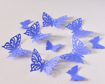 Purple Paper Butterflies Wall Decor - Set of 12