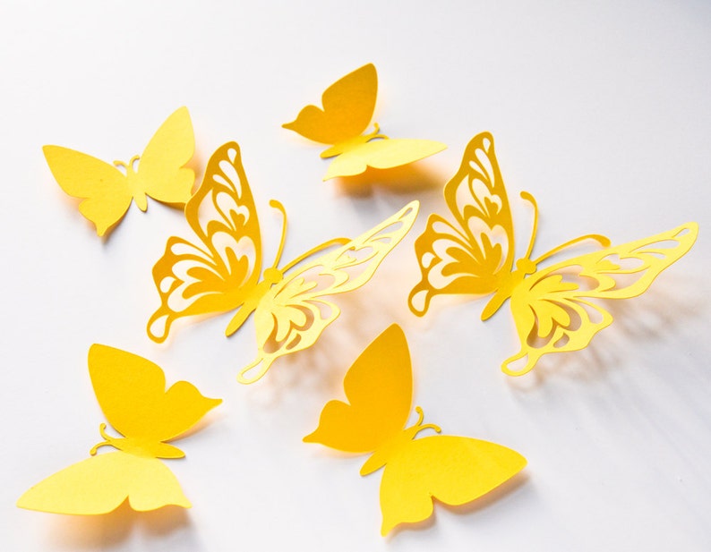 Download Yellow Large Paper Butterflies Butterfly Decor Butterfly Decal 3d Paper Butterflies Butterfly Decoration Paper Butterflies Wall