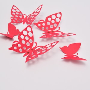 3D Wand Schmetterlinge, 3D Schmetterling Wandkunst, roter Schmetterling Wandaufkleber, Schmetterling hängen, Schmetterling Schlafzimmer Dekor, Schmetterling Dekor Party