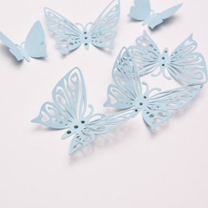 Blue Wall Art Butterflies - 3D Paper Wall Butterflies - Butterfly Room Decor - Butterfly Party Decoration