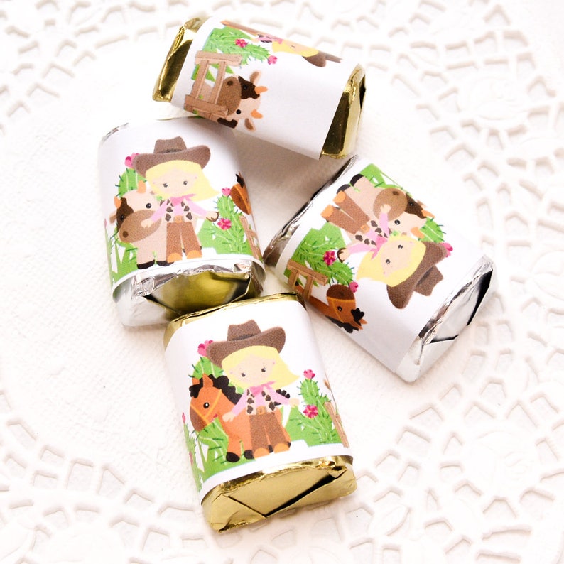 Cowgirl Candy Stickers Set of 90 Cowgirl Birthday Labels Western Party Stickers Cowgirl Party Favor