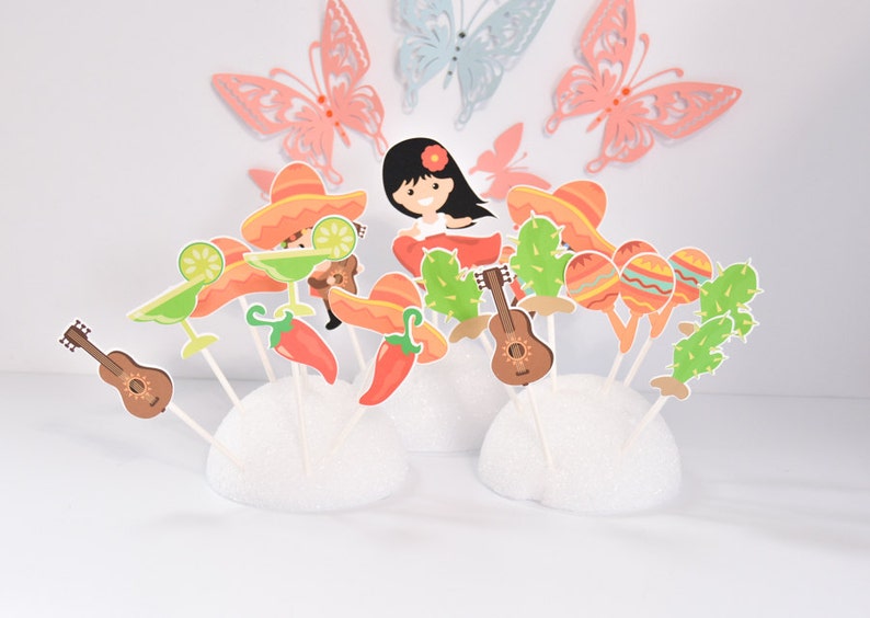 20 Mexican Fiesta Party Party Supplies Fiesta Cake Party Etsy