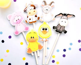 Farm Animal Friends Cupcake Toppers, Farm Baby Shower Birthday Decoration