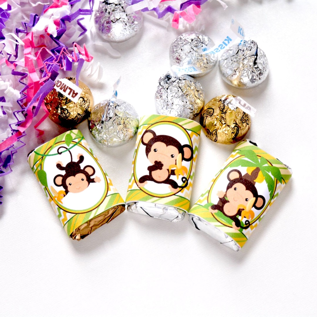 54 Monkey Baby Shower Candy Labels Wrappers for Candy Etsy