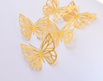 16 Yellow Butterflies Wall Art - Large Paper Butterflies - 3D Paper Butterflies - Butterfly Decoration - Butterfly Birthday Décor