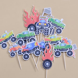 15 LKW Cake Toppers - LKW Baby-Dusche-Dekoration - junge Cake Toppers - LKW-Baby-Dusche-Cupcakes - Monster-LKW-Party - LKW-Thema