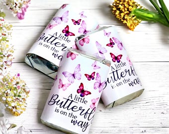 Butterfly Baby Shower Candy Bar Wrappers: Pink, Lavender, Purple - Set of 54