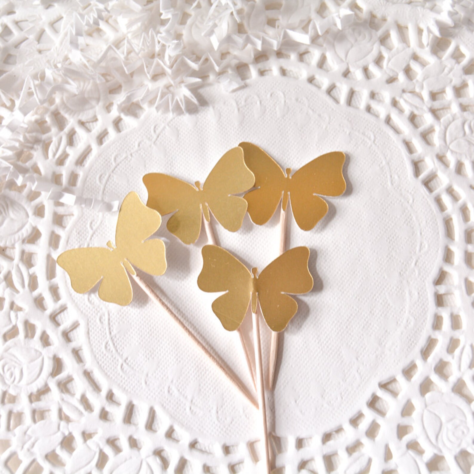 12 Gold Foil Butterfly Cake Toppers Birthday Gold Cake Etsy
