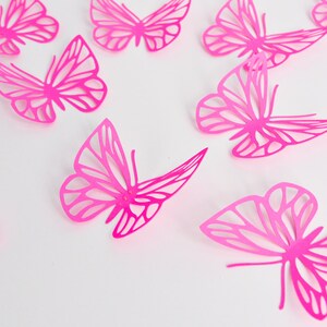 Fuchsia Pink Butterflies Wall Art - Large Paper Butterflies - 3D Paper Butterflies - Butterfly Decoration - Butterfly Birthday Décor