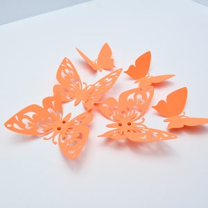 Orange Wall Art Butterflies, Butterfly Wall Stickers, Fall Butterfly Party Decoration, Girl Room Decor, Butterfly Wedding, Butterflies Decor