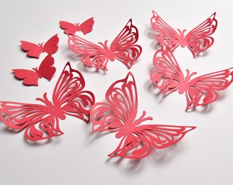 Butterfly Paper Art, Red Butterfly Party, Butterfly Home Decor, Wall Butterflies