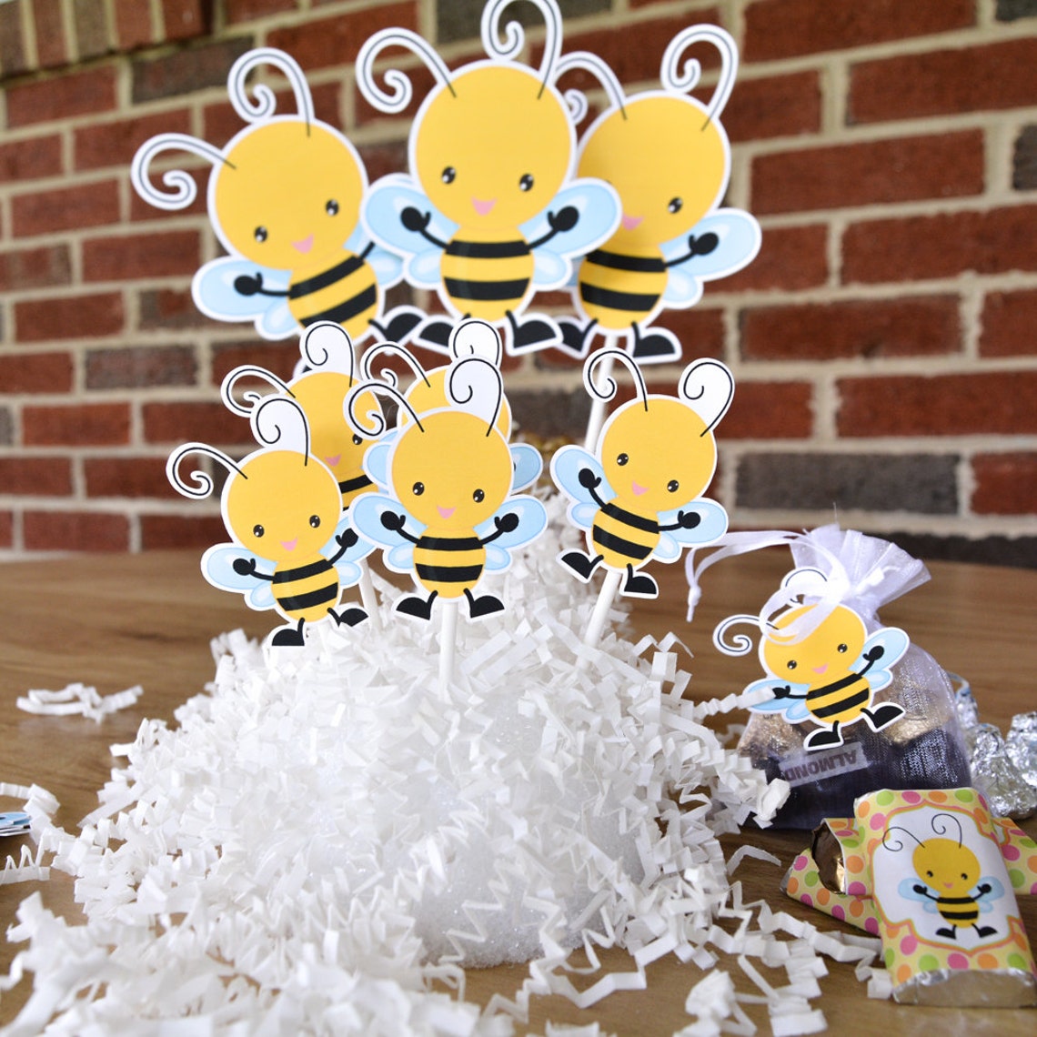 3 Bee Table Decorations Bee Centerpieces Bee Baby Shower Etsy