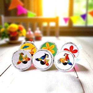 Tropical Parrot Party Favor Stickers: Hawaiian Luau Candy Labels (Set of 324)