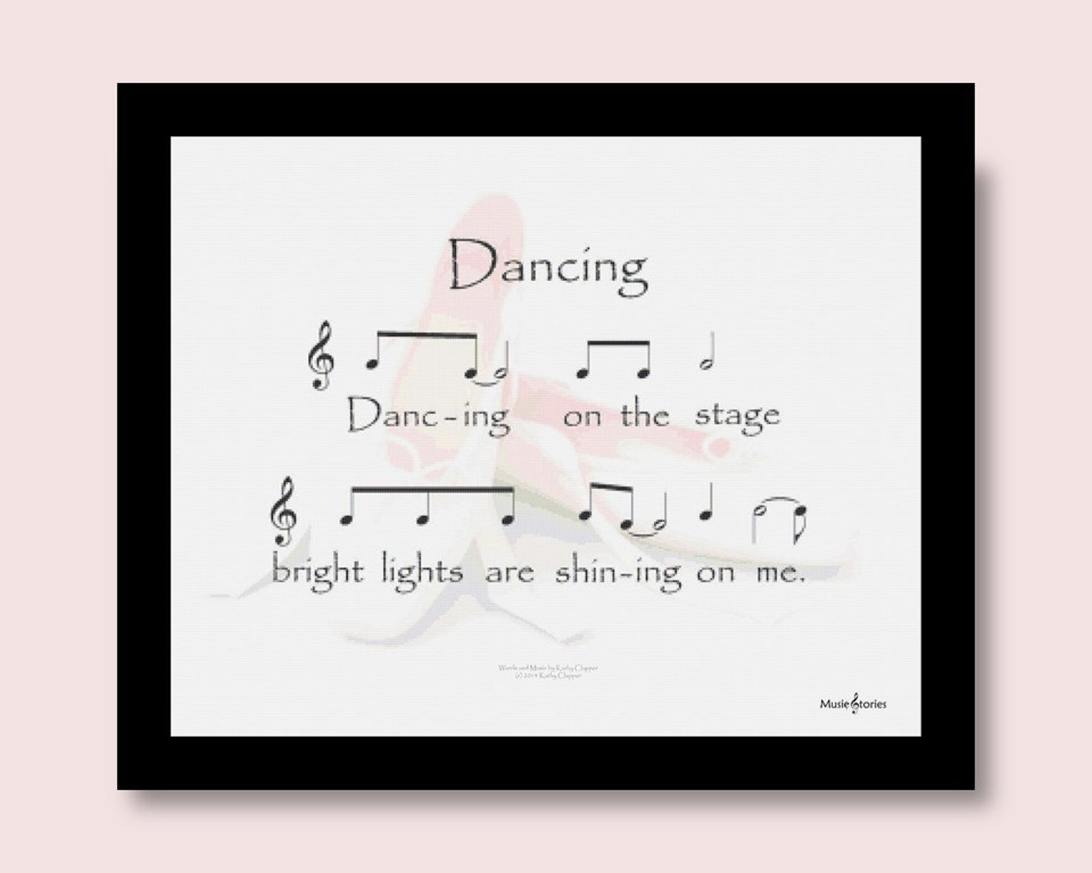 dancing: 8 x 10 inch printable wall art of lyrics and music from the song overlaid on ballet shoes; ballet music; dance song dancing: 8 x 10 inch printable wall art of lyrics and music from the song overlaid on ballet shoes; ballet music; dance song