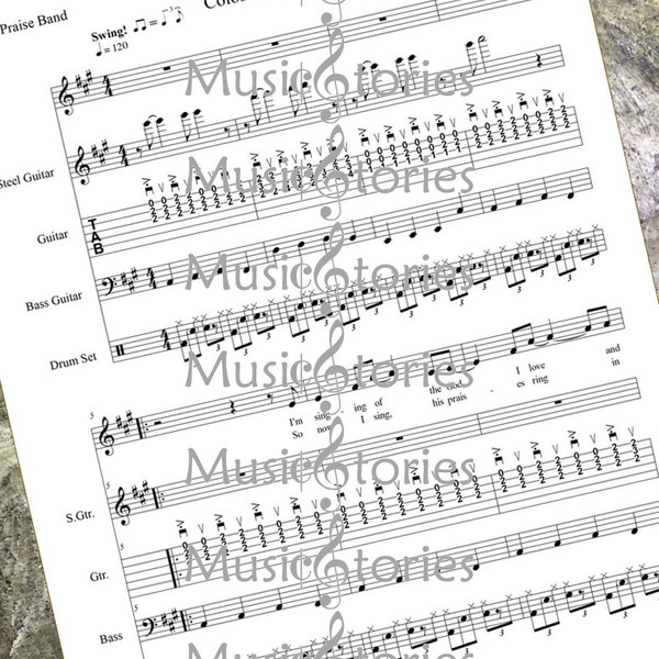 Sing—praise song; downloadable print sheet music, digital sheet music, mp3; joyful Contemporary Christian Music for praise band