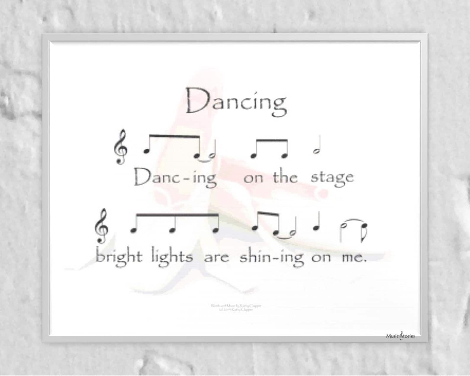 dancing: 8 x 10 inch printable wall art of lyrics and music from the song overlaid on ballet shoes; ballet music; dance song dancing: 8 x 10 inch printable wall art of lyrics and music from the song overlaid on ballet shoes; ballet music; dance song