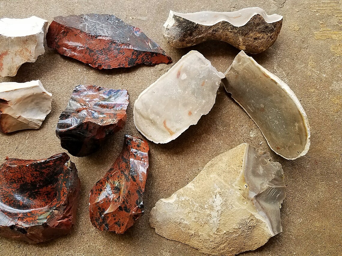 Mixed Flint Obsidian Pedernales Burlington Etsy