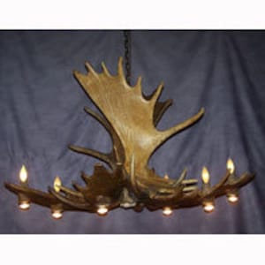MP Real Antler Moose Pool Table Chandelier Light, Rustic, Deer
