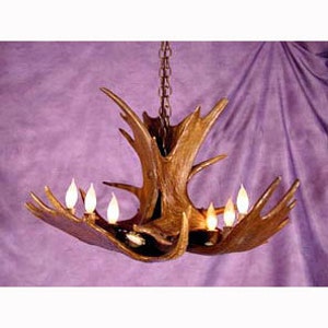 MSC Real Antler Moose Single Tier Chandelier Light, Rustic