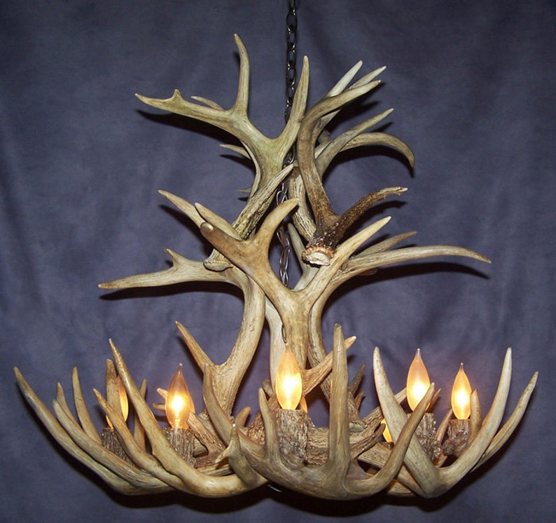 Real Antler Whitetail Deer Cascade Chandelier Light Rustic Etsy