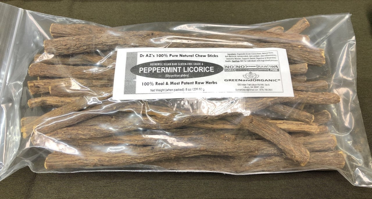 100 ORGANIC 8oz Peppermint LICORICE ROOT Chew Sticks Etsy