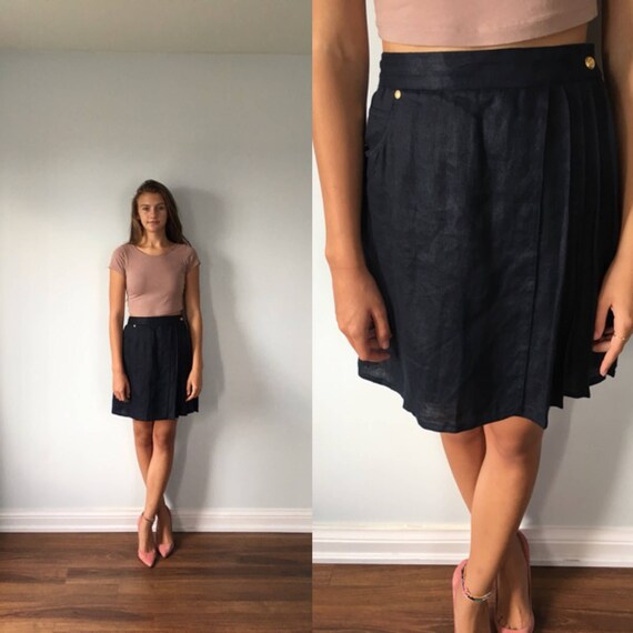 Vintage 1990s Versace Jeans Couture Navy Blue Plea
