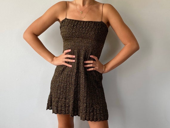 1990s Gold Knit Dress, Missoni, Short Knit Dress,