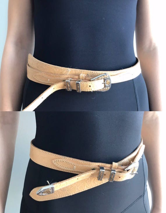 Vintage Leather Belt, Jeans C17, Tan Leather Belt,