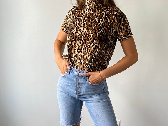 1990s Pierre Cardin Leopard Print Velvet Top
